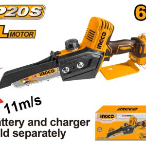 20V 6" Brushless Cordless Mini Chainsaw P1C5 - 11m/s, Auto-Oil, Bar + Chain + Wrench