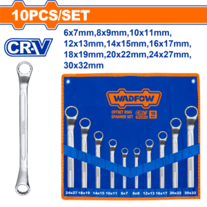 10-Piece Offset Ring Spanner Set (6-32mm) in Canvas Bag
