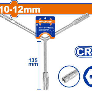 Y-Type 8-10-12mm Socket Wrench - 135mm Cr-V Chrome, 3-Way, Paper Card