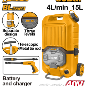40V Cordless Brushless Pressure Washer with 15L Tank