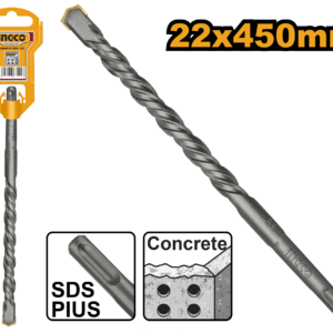 22x450mm SDS-Plus Long Hammer Drill Bit - Carbide Head, Hard Stone/Block