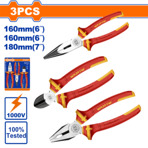 3-Piece 1000V VDE Insulated Pliers Set on Sliding Card