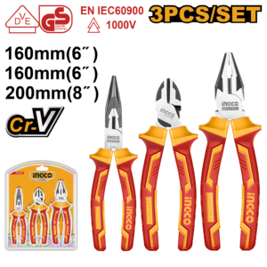 3-Piece 1000V VDE/GS Certified Insulated Pliers Set