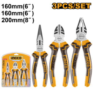 3-Piece Carbon Steel Pliers Set with Two-Color Handles