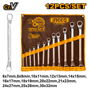 12-Piece Offset Box-End Ring Spanner Set 6x7-30x32mm - 75° Cranked, Polished
