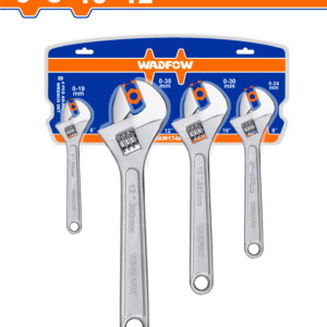 4-Piece Adjustable Wrench Set - 6"/8"/10"/12" Carbon Steel, Drop-Forged, Half Blister