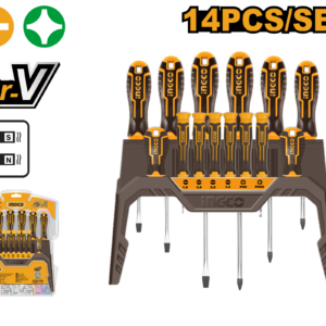 14-Piece Screwdriver & Precision Set - Cr-V Round Blades, Ergonomic Handles, Blister