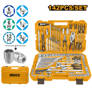 142-Piece Master Mechanic Combo Tool Set - 1/4" 3/8" 1/2" Sockets + Wrenches, BMC