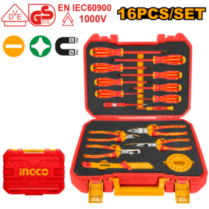 16-Piece VDE 1000V Insulated Tool Set - GS Certified Pliers + Drivers + Tester, BMC