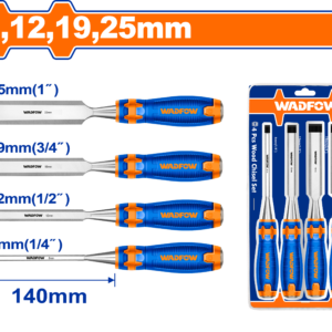 4-Piece 60Cr-V Wood Chisel Set - 1/4" to 1" (6-25mm), Unique Ergonomic Handles