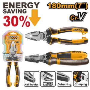 7" High-Leverage Combination Pliers with Crimping Function