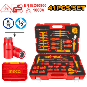 41-Piece VDE 1000V Insulated Tool Set - GS Certified Sockets + Pliers + Wrenches, BMC