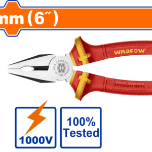 6" VDE 1000V Insulated Combination Pliers - Black Polish, Tested, Half Blister