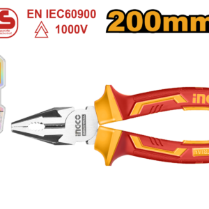 8" VDE/GS 1000V Insulated Combination Pliers - Black Polish, Certified, Blister