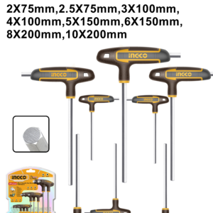 8-Piece S2 T-Handle Hex Key Set with Chrome Finish