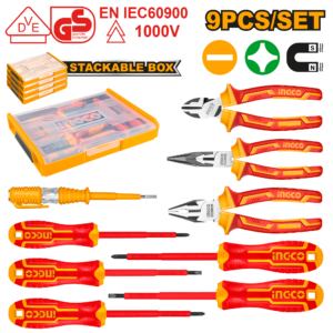 9-Piece VDE Insulated Hand Tool Set for Electricians