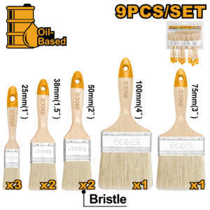 9-Piece Wooden Handle Paint Brush Set for Oil-Based Paints