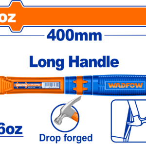 16oz Long Handle Claw Hammer with Fiberglass Grip