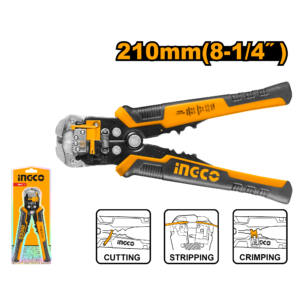 210mm Automatic 3-in-1 Wire Stripper/Cutter/Crimper - 10-24 AWG (0.2-6mm²), Insulated Terminals