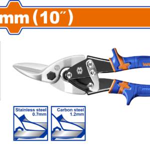 10" Left-Cut Aviation Snips - 1.2mm Carbon/0.7mm SS, Two-Tone Soft Handle