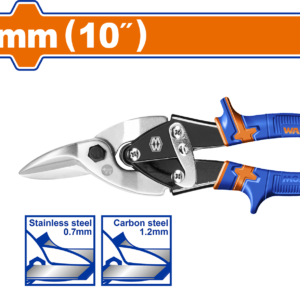 10" Right-Cut Aviation Snips - 1.2mm Mild/0.7mm Stainless, Comfort Grip