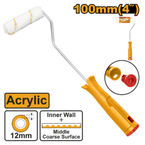 4" Mini Cylinder Paint Roller (Inner Wall) - 100mm Microfibre 12mm Nap, 5.8mm Shank + Cover
