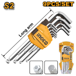 Ball Point Hex Key Set – 9pcs, S2 Steel