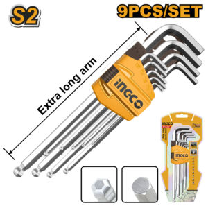 Ball Point Hex Key Set – 9pcs, S2 Long Arm