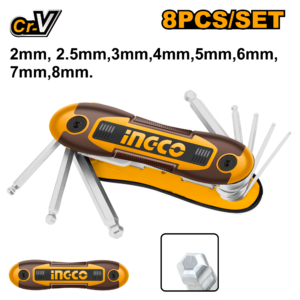 Ball Point Hex Key Set – 8pcs Pocket Cr-V