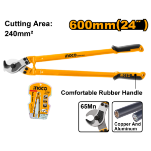 24" Copper/Aluminum Cable Cutter - 240mm² Max, 65Mn Blades, Not for Steel/ACSR