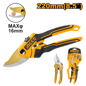 8.5" Heavy-Duty Garden Pruners - Full Metal SK5 Teflon, TPR Over PP, Blister