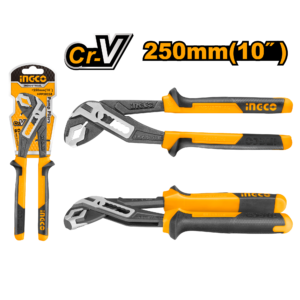 10" Cr-V Pump Pliers - 40mm Jaw, Black Polish, TPR Tri-Color, Half Blister