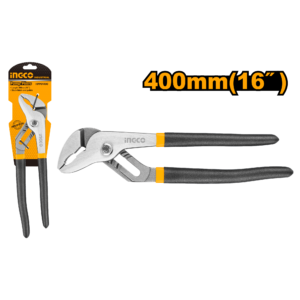 16" Industrial Pump Pliers P4C16 - 400mm, Black Polish, Two-Color Handle, PP Hanger