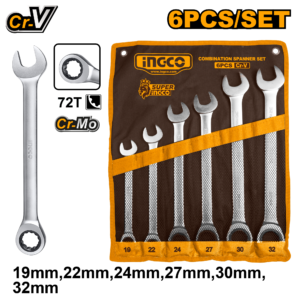 6-Piece Ratcheting Combination Wrench Set (19-32mm)