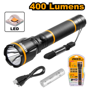 400 Lumen Rechargeable LED Flashlight with 18650 Battery