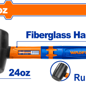 24oz/660g Non-Marring Rubber Mallet - Fiberglass Shock-Absorb Handle, Label Pack