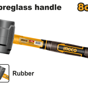 8oz/220g Lightweight Rubber Hammer - Non-Spark Plastic Faces, Fiberglass Grip