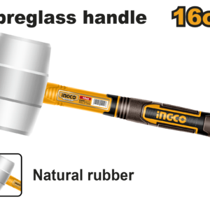 16oz Natural Rubber Mallet Soft - Non-Spark, Fiberglass Cushion Grip