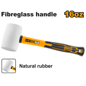 16oz White Rubber Mallet P6C24 - Soft Natural, Fiberglass Handle