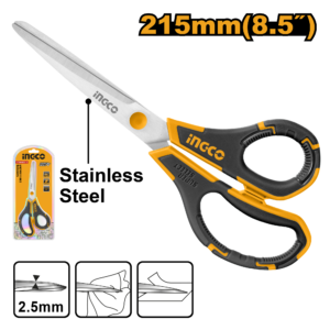8.5" Heavy-Duty Scissors C100 - 215mm 2.5mm Thick SS, Sandblast Handle