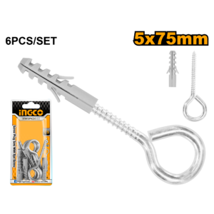 6-Set 5mm Eye Screws + 8x40mm Plugs C160 - Blister Card