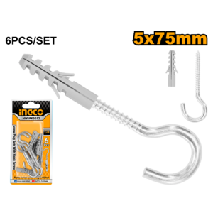6-Set 5mm Hook Screws + 8x40mm Plugs C160 - Blister Card