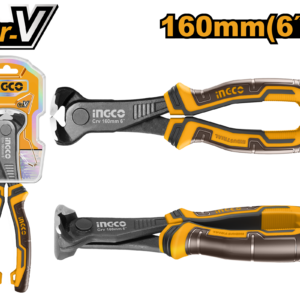 6" End Cutting Pliers - 160mm Cr-V, Black Polish, TPR Tri-Color Grip, Half Blister