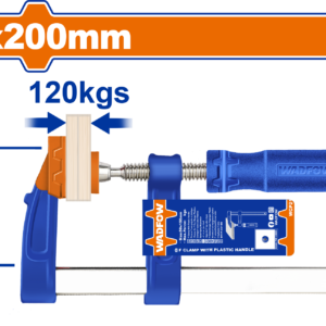 50x200mm F-Clamp - Nickel Ruler, Zinc Thread, Plastic Handle, Paper Card