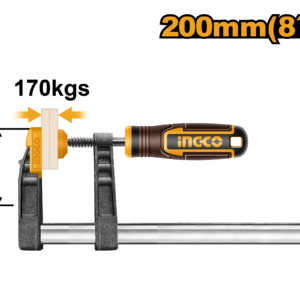 50x200mm F-Clamp 170kg - 5x15mm Bar, 11mm Thread, Paper Card