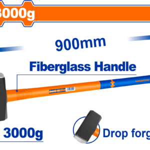 3kg Heavy Stoning Hammer - 900mm Fiberglass, Drop-Forged 45# Carbon, Label