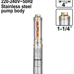 0.5HP 4" Stainless Deep Well Submersible Pump – 370W, 48m Max Head, 6m³/h Flow, 6-Stage Brass Impellers