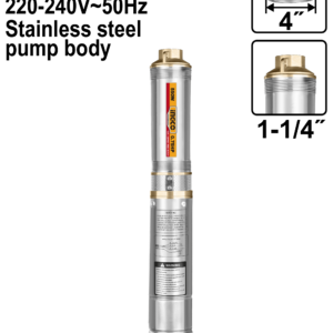 0.75HP 4" Deep Well Submersible – 550W, 64m Lift, 6m³/h, 8-Stage Impeller Stack, 20m Cable