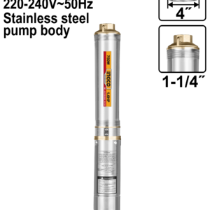 1HP Balanced Deep Well Submersible – 750W, 80m Head, 6m³/h, 10-Stage Impellers, 20m Cable