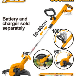 20V Grass Trimmer with In-Line Wheel - 300mm, 1.6mm Line, Edging Function, Tool-Only